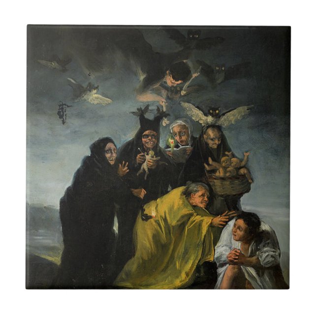 The Sabbath Of Witches Francisco Goya Ceramic Tile (Front)