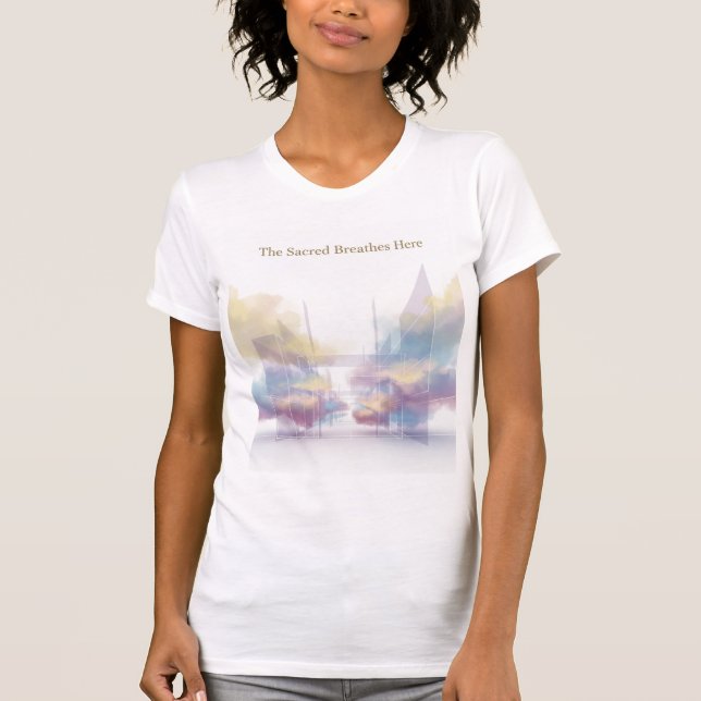 The Sacred Breathes Here Minimal Spiritual Art T-Shirt (Front)