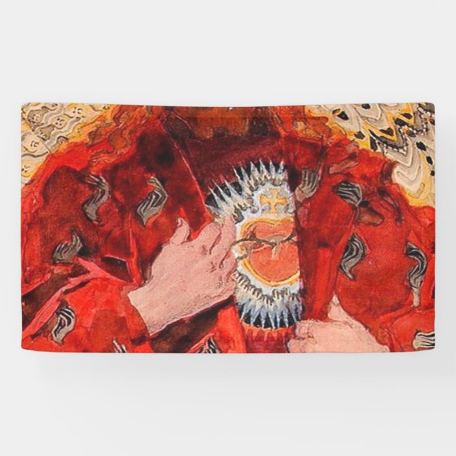 The Sacred Heart Of Jesus 1911 - Jozef Mehoffer Banner (Horizontal)