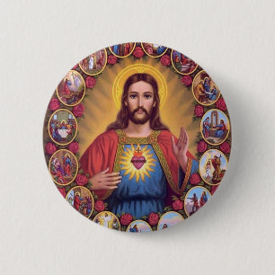The Sacred Heart Of Jesus 6 Cm Round Badge