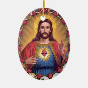 The Sacred Heart Of Jesus Ceramic Tree Decoration