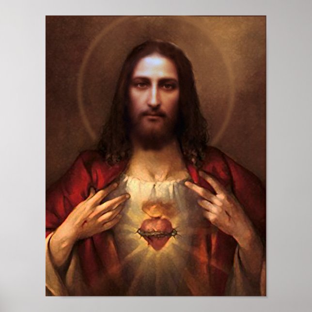 The Sacred Heart of Jesus Devotional Image. Poster (Front)