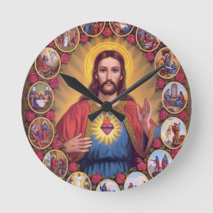 The Sacred Heart Of Jesus Round Clock