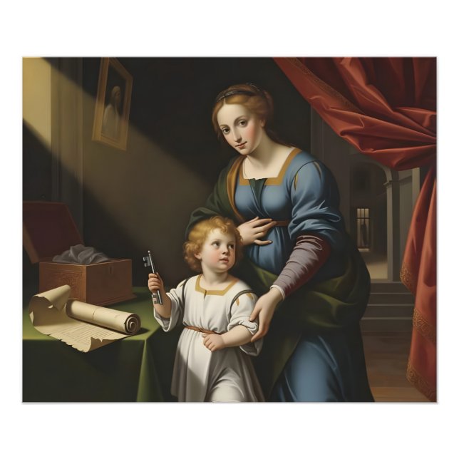  The Sacred Key's Secret: Renaissance Madonna & Ch Photo Print (Front)