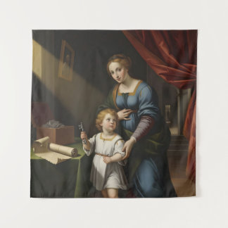 The Sacred Key's Secret: Renaissance Madonna & Ch Tapestry