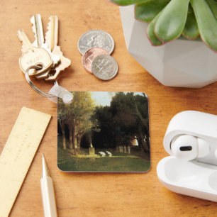 The Sacred Wood by Arnold Bocklin, Vintage Art Key Ring