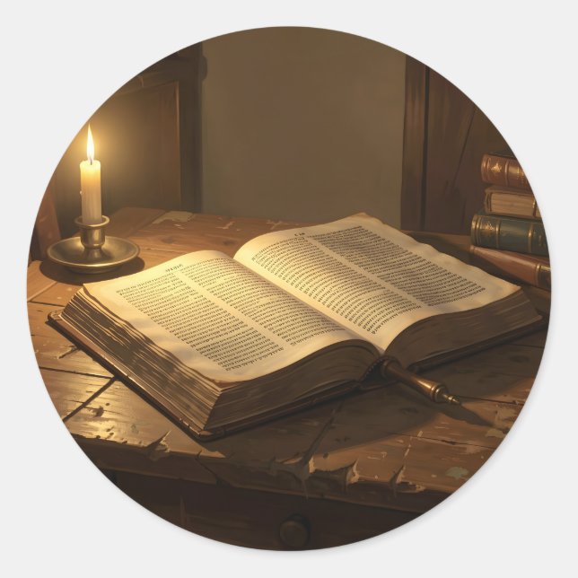 The Sacred Word – Holy Scripture Art Classic Round Sticker (Front)