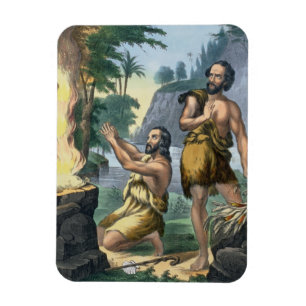 The Sacrifice of Cain and Abel, from a bible print Magnet