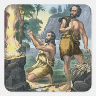 The Sacrifice of Cain and Abel, from a bible print Square Sticker
