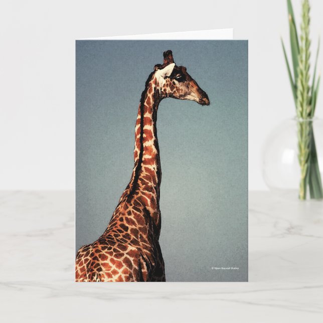The Sad Giraffe - Digital Watercolor Greeting Card (Front)