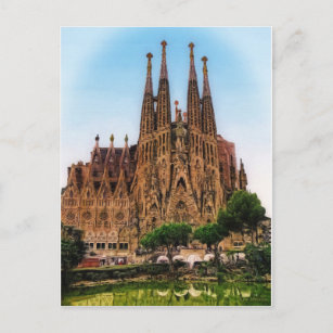 The Sagrada Familia, Barcelona, Spain (Painted) Postcard