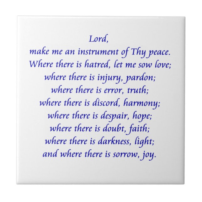 The Saint Francis Prayer Ceramic Tile (Front)