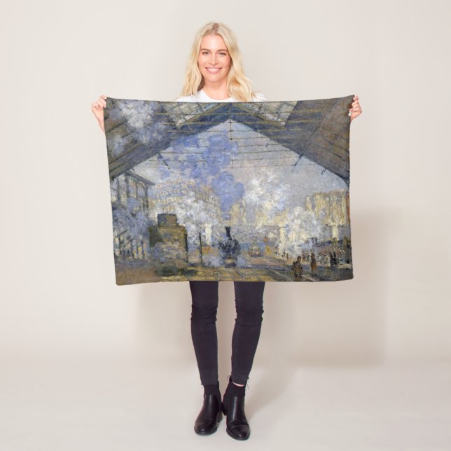 The Saint-Lazare Station, Monet Fleece Blanket (In Situ)