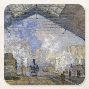 The Saint-Lazare Station, Monet Square Paper Coaster