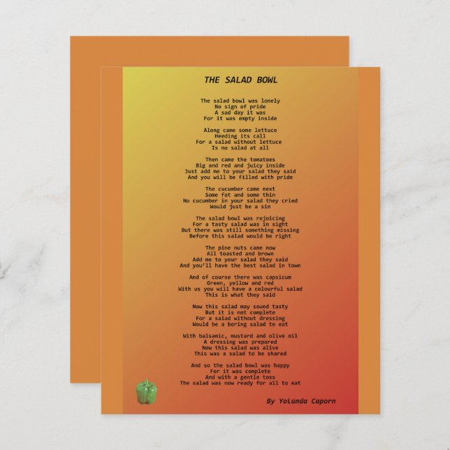 The Salad Bowl Paper Sheet (Front/Back)