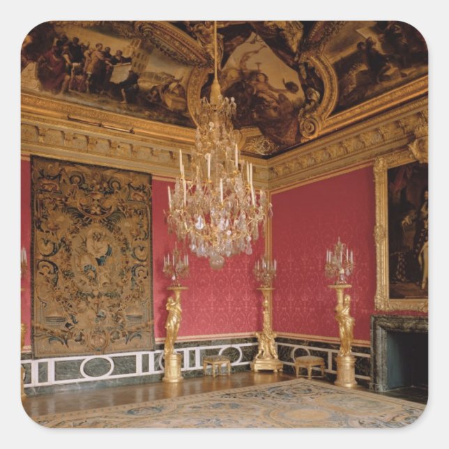 The Salon d'Apollon (Apollo Room) with tapestries Square Sticker (Front)