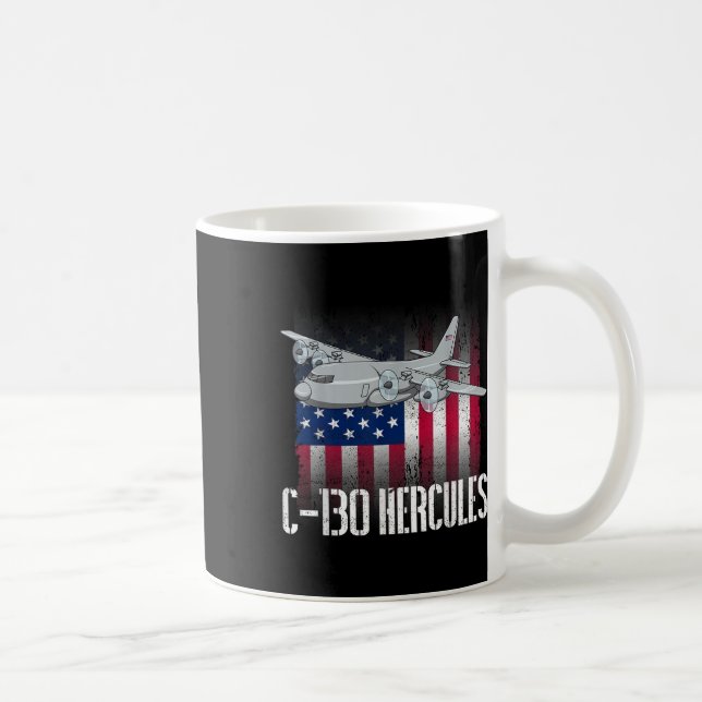 The Salty Veteran C-130 Hercules American Flag Mil Coffee Mug (Right)