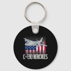 The Salty Veteran C-130 Hercules American Flag Mil Key Ring