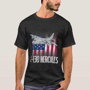 The Salty Veteran C-130 Hercules American Flag Mil T-Shirt