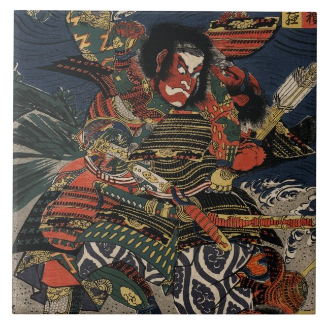 The samurai warriors Tadanori and Noritsune Ceramic Tile (Front)