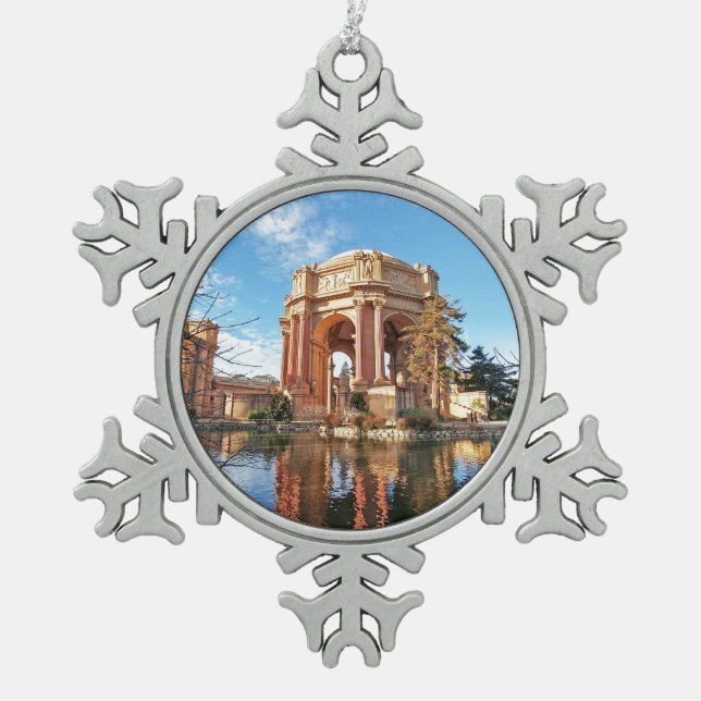 The San Fransisco Palace Snowflake Pewter Christmas Ornament (Front)