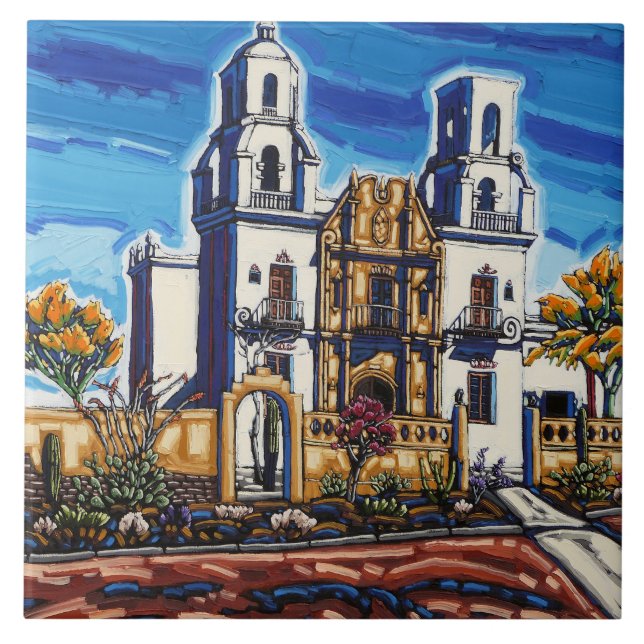 The San Xavier Mission Decorative Tile (Front)