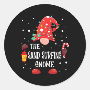 The Sand Surfing Gnome Matching Family Christmas G Classic Round Sticker