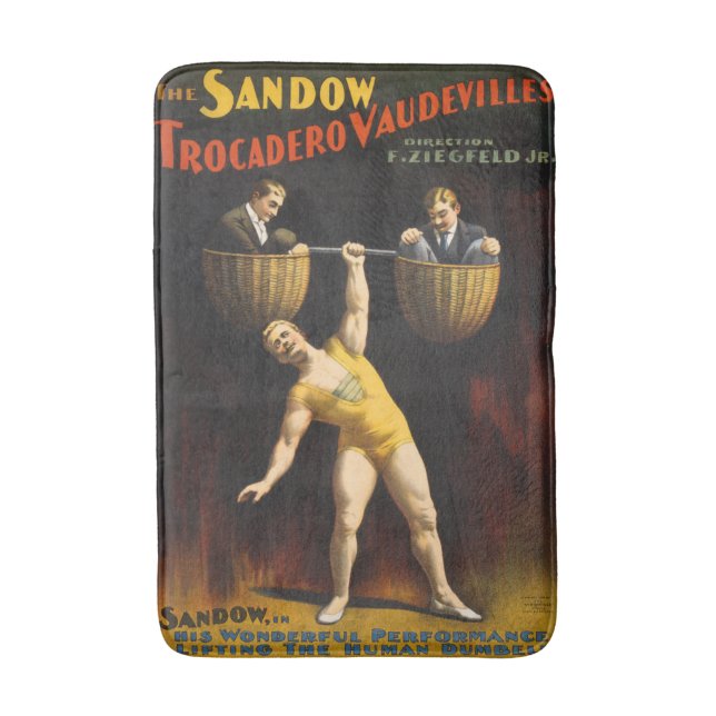 The Sandow Eugen Sandow Vaudeville Weightlifter  Bath Mat (Front Vertical)