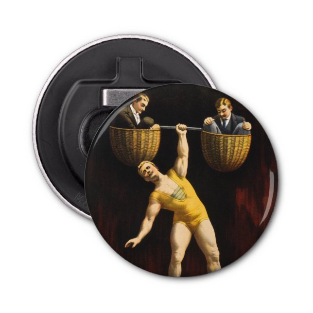 The Sandow Eugen Sandow Vaudeville Weightlifter  Bottle Opener (Front)