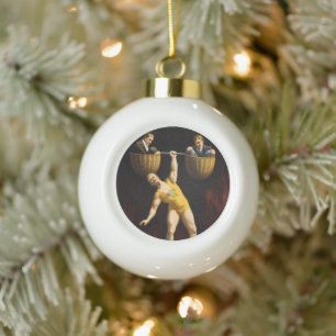 The Sandow Eugen Sandow Vaudeville Weightlifter  Ceramic Ball Christmas Ornament