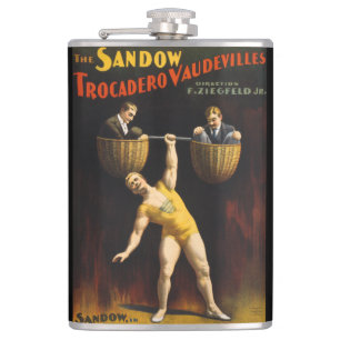 The Sandow Eugen Sandow Vaudeville Weightlifter  Hip Flask