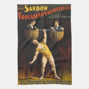 The Sandow Eugen Sandow Vaudeville Weightlifter Tea Towel
