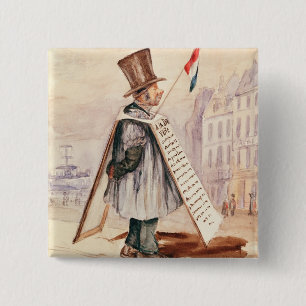 The Sandwich Board Man, Boulevard du Temple, 1839 15 Cm Square Badge