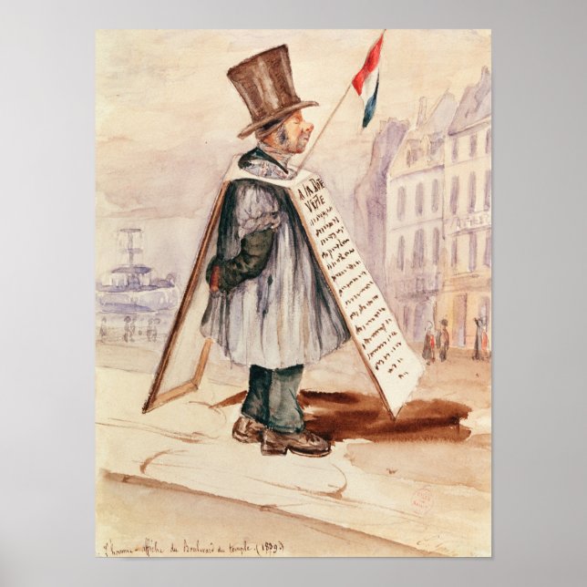 The Sandwich Board Man, Boulevard du Temple, 1839 Poster (Front)