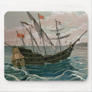 The Santa Maria Approaching the Coast of the New W Mouse Pad