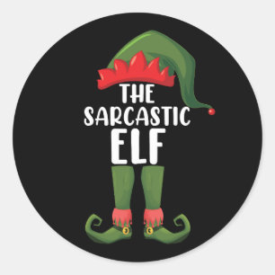 The Sarcastic Elf Family Matching Group Christmas Classic Round Sticker