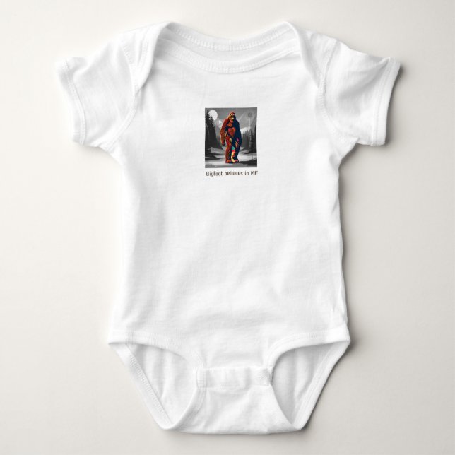 The Sasquatch aka Bigfoot Believes in You Baby Bodysuit (Front)