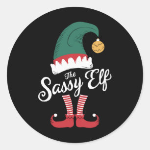 The Sassy Elf Family Matching Funny Christmas Classic Round Sticker
