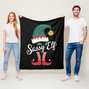 The Sassy Elf Family Matching Funny Christmas Fleece Blanket