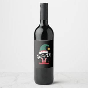 The Sassy Elf Family Matching Funny Christmas Wine Label
