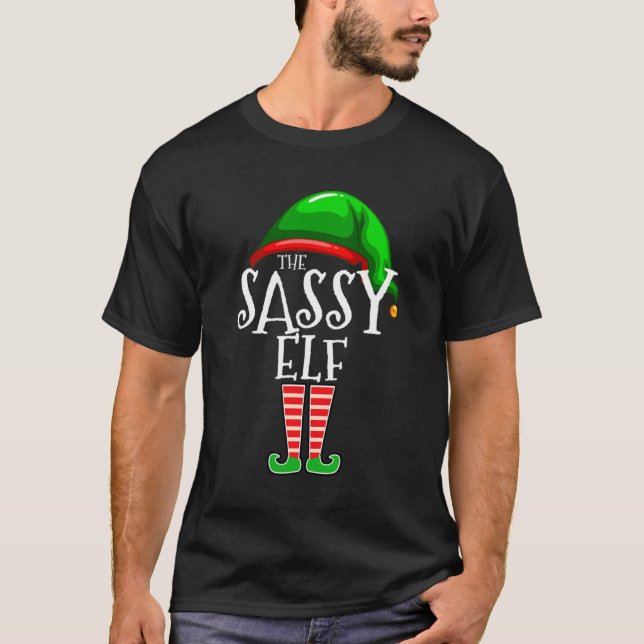 The Sassy Elf Family Matching Group Christmas Gift T-Shirt (Front)