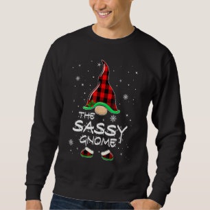 The Sassy Gnome Red Buffalo Plaid Christmas Pajama Sweatshirt