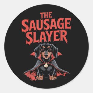 The Sausage Slayer Halloween Dachshund Vampire Dog Classic Round Sticker