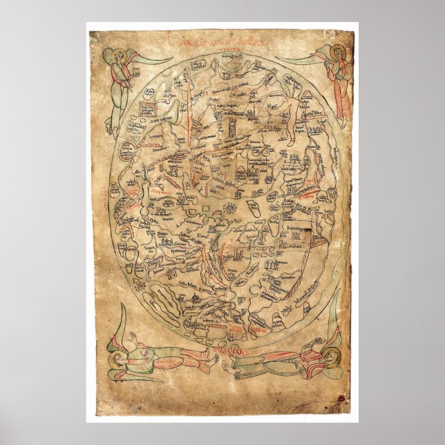 The Sawley Map Imago Mundi Honorius Augustodunensi Poster (Front)