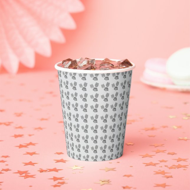 The Sbuirrels Floating Heads Pattern Paper Cups (Insitu)