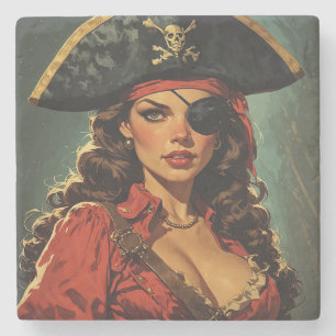 The Scarlet Pirate Temptress Stone Coaster