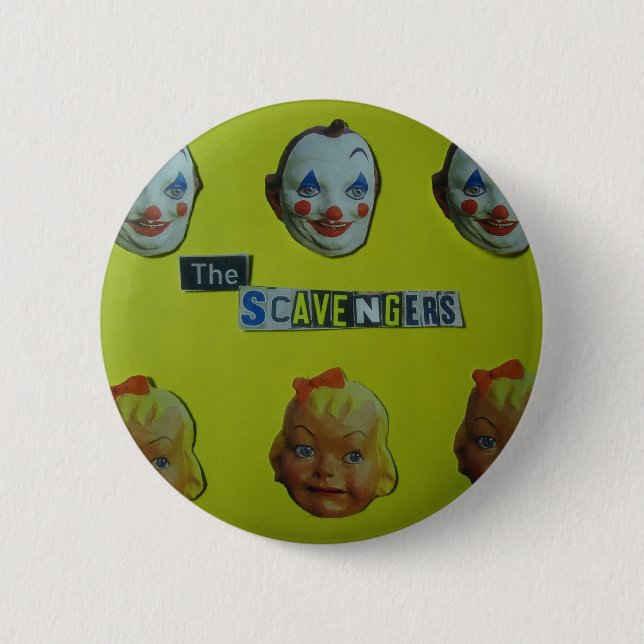 The scavengers  happy face 6 cm round badge (Front)