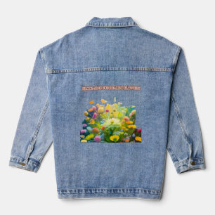 The scenery of cherry blossoms blooming, the sigh  denim jacket