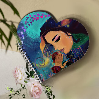 The Scent of roses Heart shaped Notebook