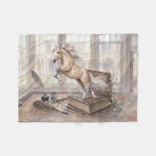 The Scholar Horse Leaping from a Book Fleece Blanket